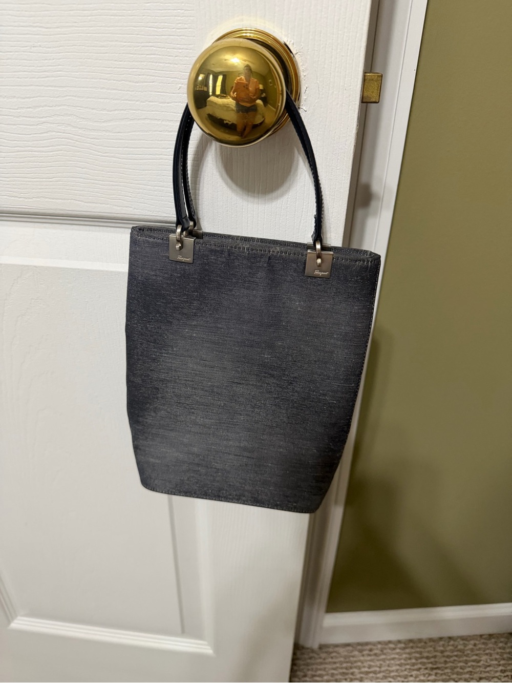 Salvatore Ferragamo vintage metallic canvas north south tote bag AU-210158 - Picture 5 of 16